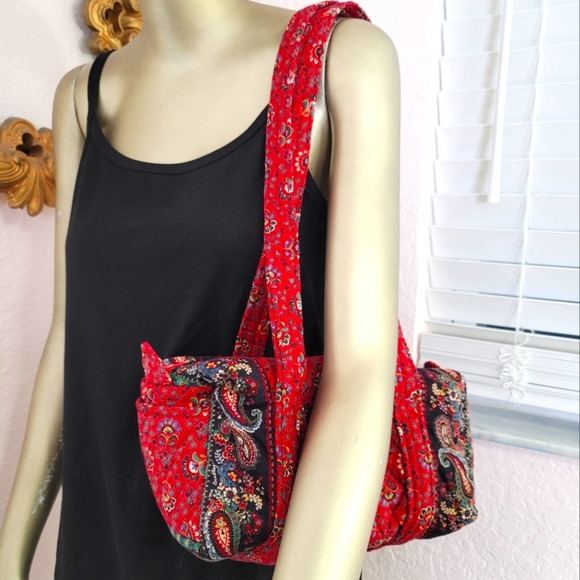 Vera Bradley Handbags - Vera Bradley Designs Red Long Strap Shoulder Bag CLEAN Beautiful UEC